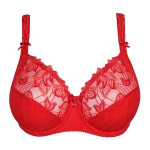 PRIMA DONNA DEAUVILLE UNLINED UNDERWIRE BRA Size 34 F Scarlet Red